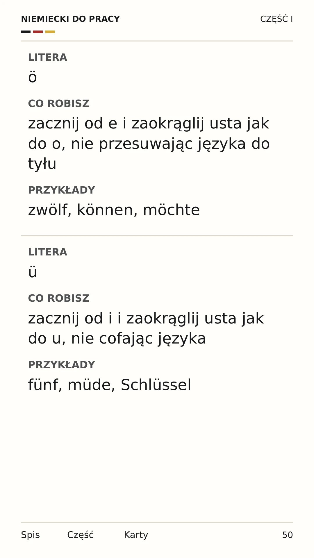 Na telefon · str. 50 — Jak ułożyć usta do ö i ü