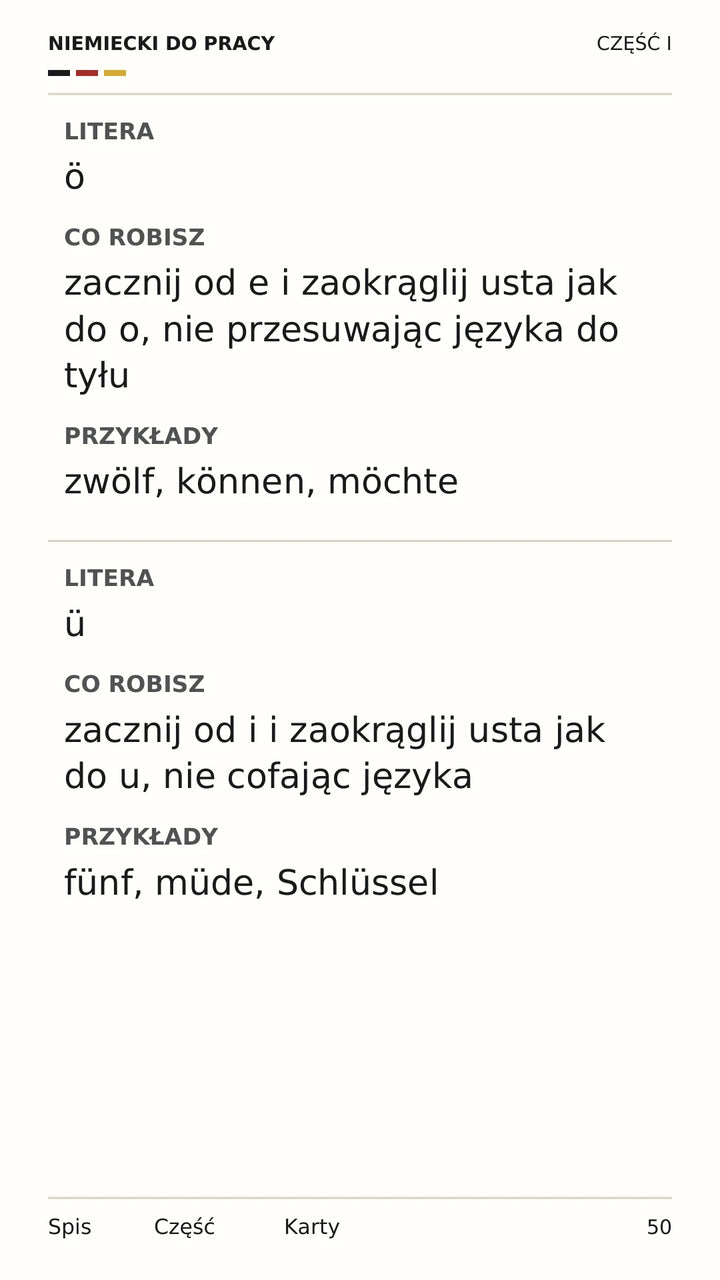 Na telefon · str. 50 — Jak ułożyć usta do ö i ü