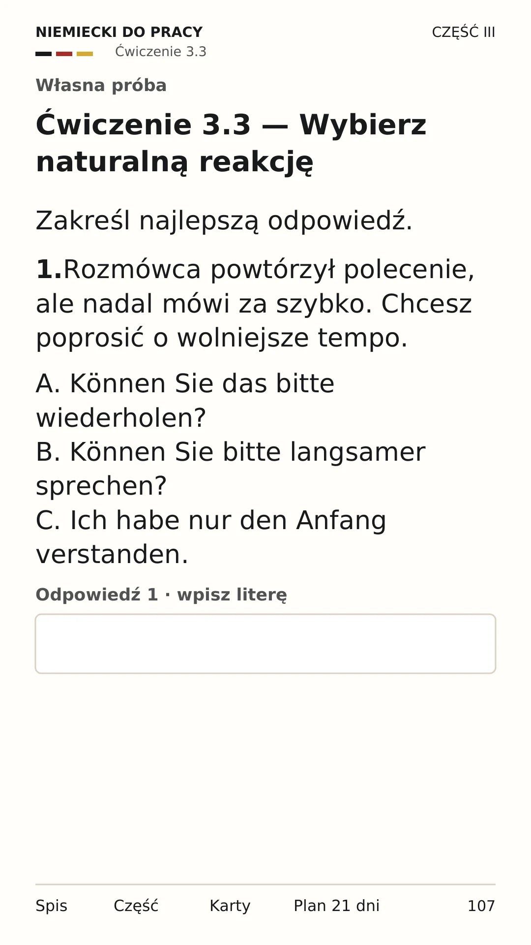 Na telefon · str. 107 — Twoja próba — wybierz reakcję
